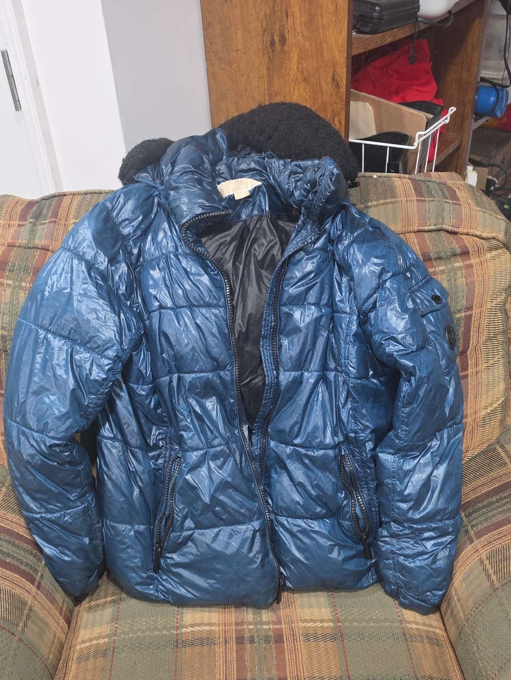 Michael Kors Navy Quilted Puffer Jacket with Hood